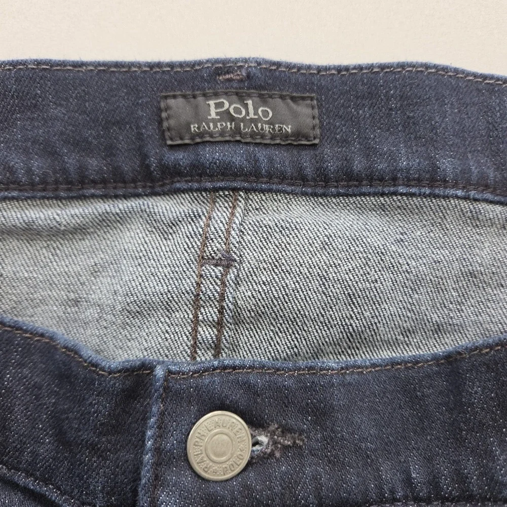 Polo Ralph Lauren Jeans Mens 42x32 Dark Blue Denim Varick Slim Straight Stretch